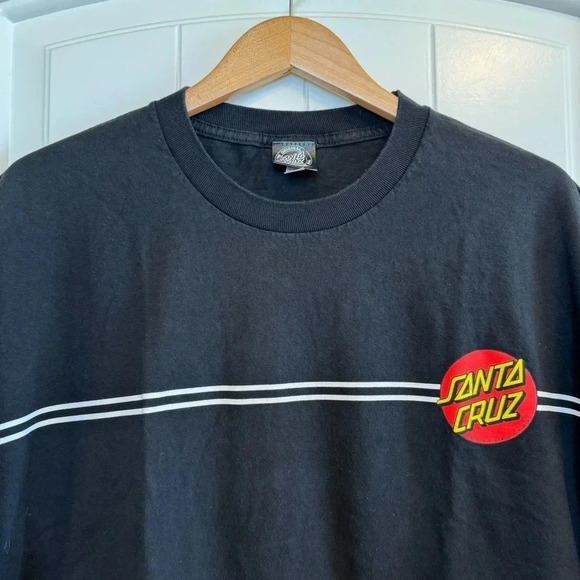 Santa Cruz Skateboard, Stripe Logo, Short Sleeve T-Shirt, Black, Size 2XL - Picture 3 of 5